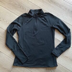 DSG Womens Black Textured Grid Quarter Zip Pullover Thumbholes Size MEDIUM